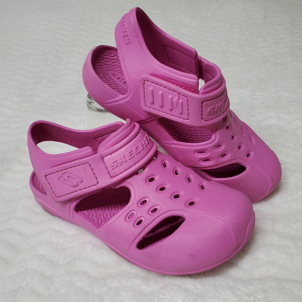 Skechers Girl's Foamies Sandals Size 1 Pink Lightweight, Machine Washable